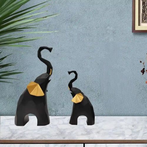 Elephant Showpiece Statue and Ornaments Black Mother and Son