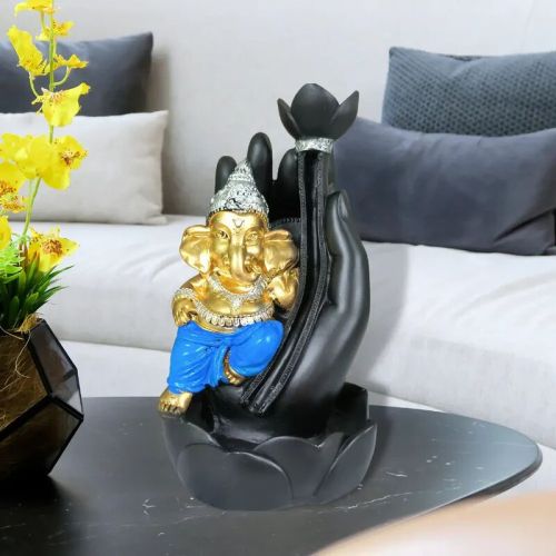 Lord Ganesha Sitting Palm Hand Smoke Incense Backflow Cone