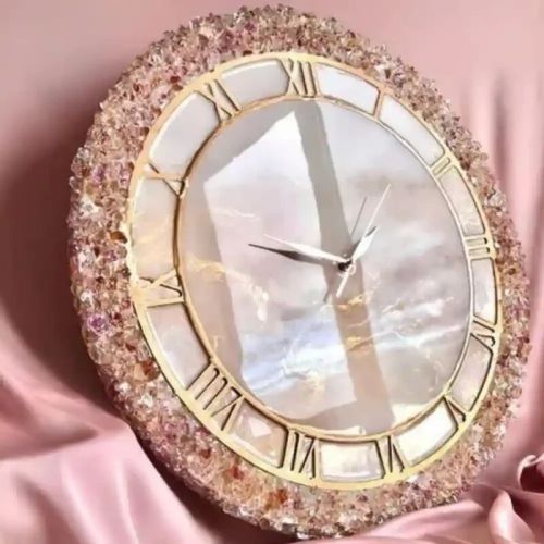 Luxurious Abstract Pink Geode Theme Resin Wall Clock