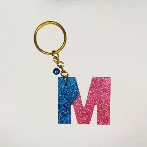 Multi-color Shine Resin Keychains With M Letter