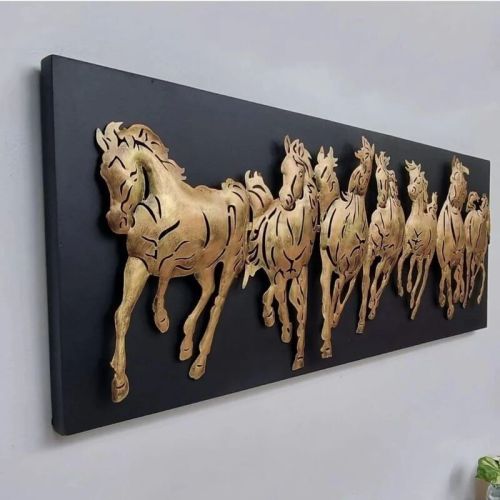 Stunning 7 Running Horses LED Metal Wall Art