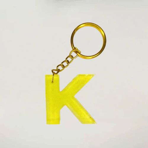 Trendy Yellow Resin Keychains With K Initials