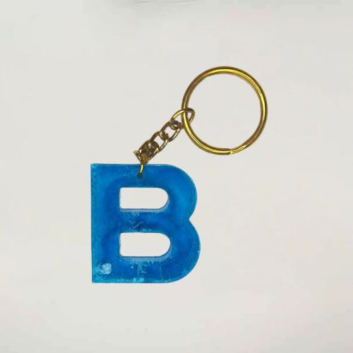 Unique Blue Resin Keychain With B Alphabet For Key