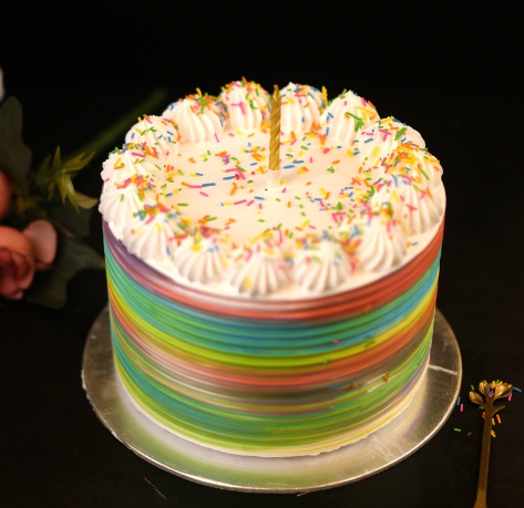 Vanilla Sponge Colourful Birthday Cake, Color : Multi-color