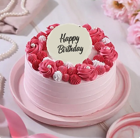 Happy Birthady Strawberry Cake, Shape : Round