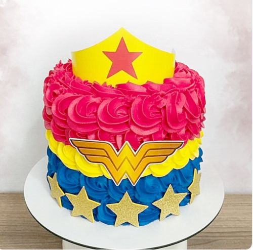 Super Women Theme Cake, Shape : Round Shape