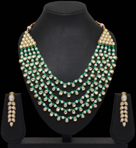 Green Color Kundan Necklace Set