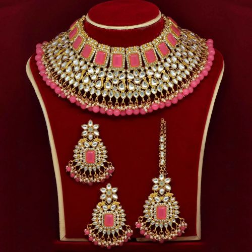 Pink Color Kundan Choker Necklace Set (Kn886pnk)