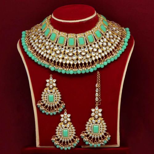 Pista Green Color Kundan Bridal Choker Necklace Set (Kn886pgrn)