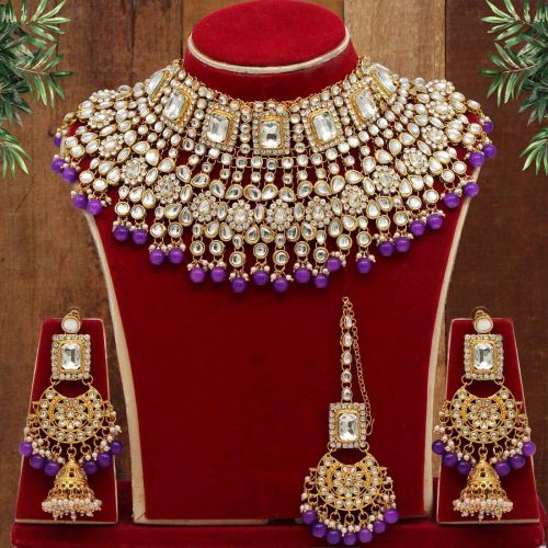 Purple Color Kundan Necklace Set (KN222PRP)