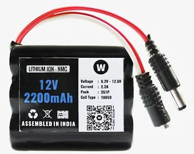 12V 2200 mAh Rechargeable Lithium Battery Pack With Warranty For GPS, CCTV