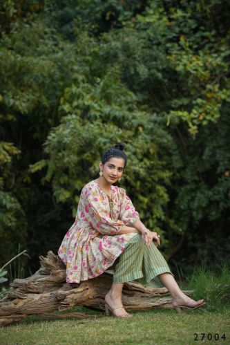 Mull Cotton Ladies Top Palazzo Set