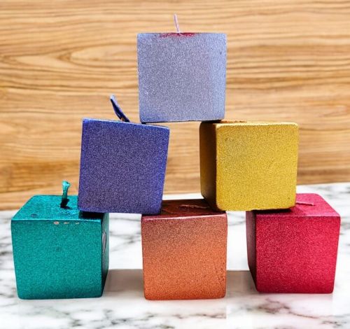 Multicolour Cube Candles Pack Of 6 Piece