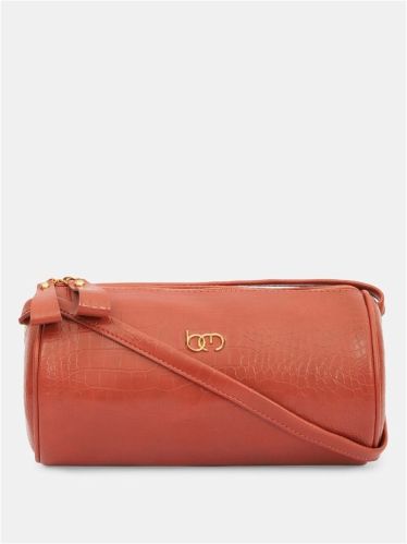 PU Peach Tan Textured Ladies Sling Bag