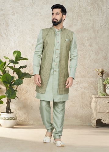 Pista Colour Wedding Wear Mens Indowestern