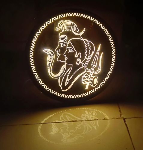 Shiv Parvati Golden Decorative Wall Hanging Light