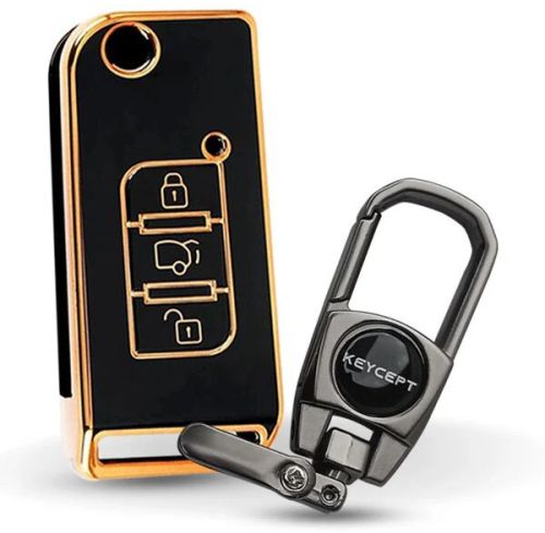 Gold Line TPU Key Cover With Keychain (Type 2)