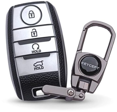 Kia TPU Leather Key Cover With Keychain (Type 2)