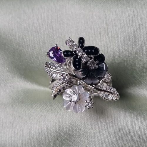 Black Petunia 92.5 Silver Ring
