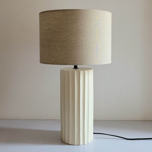 Cream Ceramic Table Lamp, Packaging Type : Box