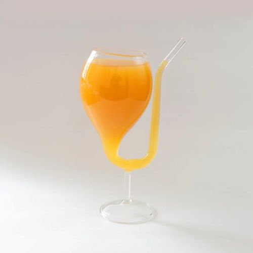 Wine Shape Glass With Built-in Straw (300 M)