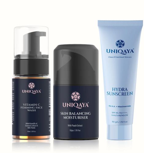 Vitamin C Foaming Face Wash, Skin Balancing Moisturiser, And Hydra Sunscreen Skin Care Combo Pack