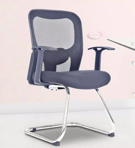 Breathable Office Mesh Cantilever Chair In Black Color