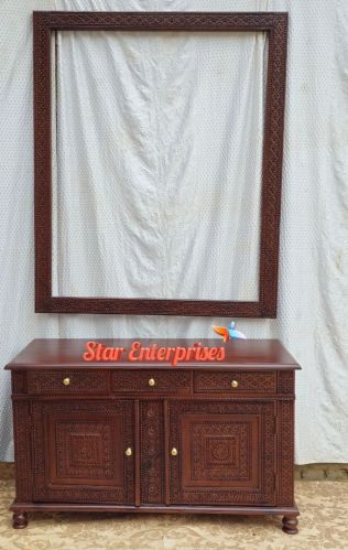 Star Enterprises Teak Wood Engraved Dressing Table DRSR-037