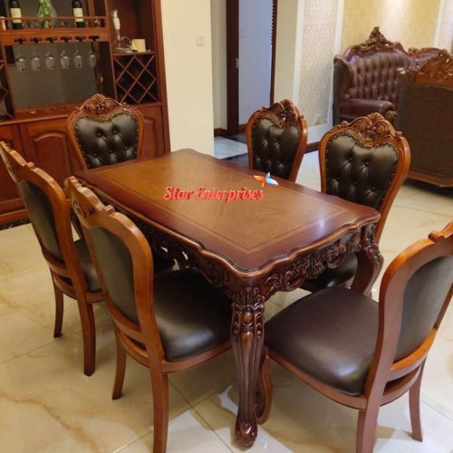 Star Enterprises Teak Wood Retro Modern Dining Table Set DNG-067