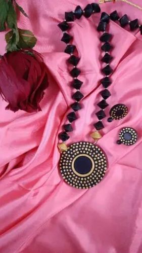 Tani's Choice Golden Black Terracotta Necklace Set