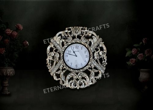 Prestigious Silver Floral Designed Wall Clock