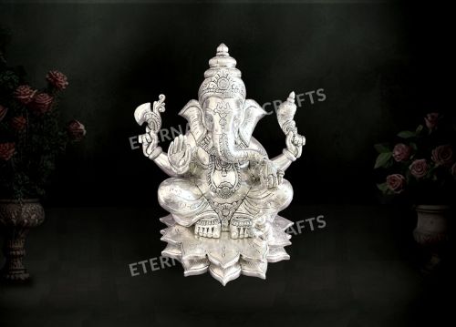 Silver Charbhuja Ganesh Ji Idol
