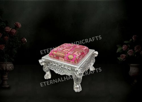 Silver Designer Pink Coloured Chowki