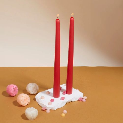 Set Of 4 Taper Candles - Royal Rose (Red)