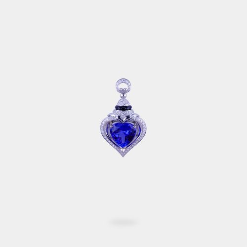 Exceptional Blue Heart Shaped 4.09 Carats Women Tanzanite Pendant