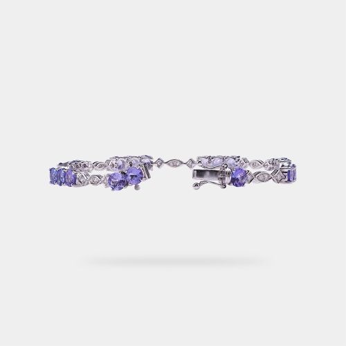 Moderate Violet Round Shaped 6.91 Carats Women Tanzanite Bracelet TZ Plain