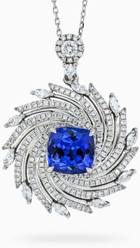 Vivid Blue Oval Shaped Tanzanite 2.90 Carats Women Pendant