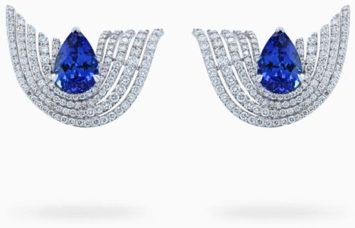 Vivid Blue Pear Shaped 4.13 Carats Women Tanzanite Studs Earrings