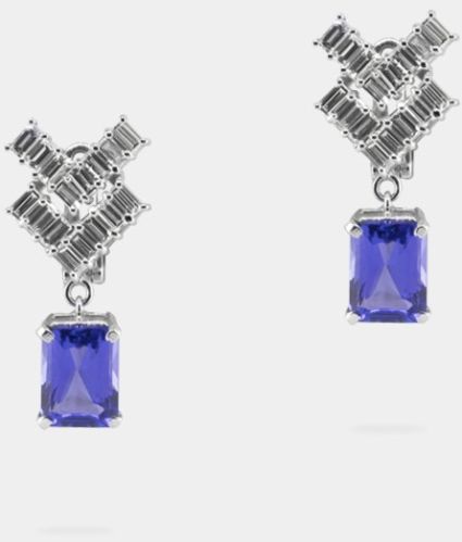 Vivid Violet Octagon Shaped Tanzanite 4.95 Carats Women Earrings