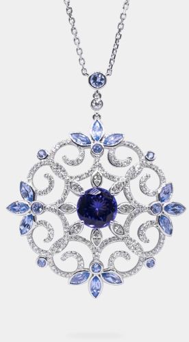 Vivid Violet Oval Shaped 3.90 Carats Women Tanzanite Pendant with Chain