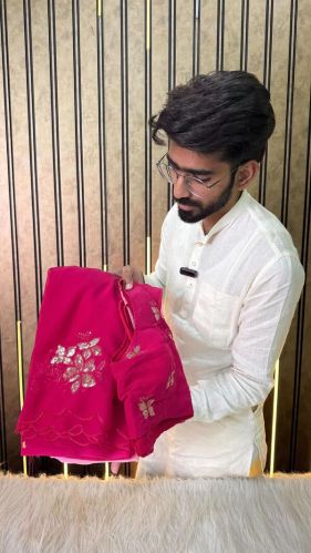 Designer Thread And Sequin Work Saree