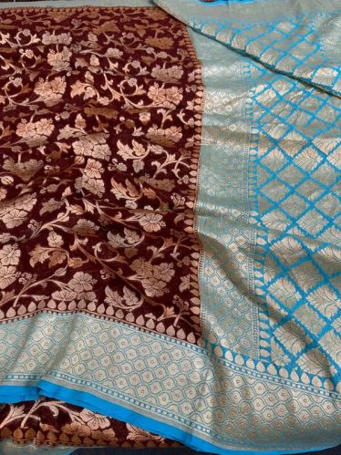 Floral Jaal Khaddi Georgette Banarasi Saree