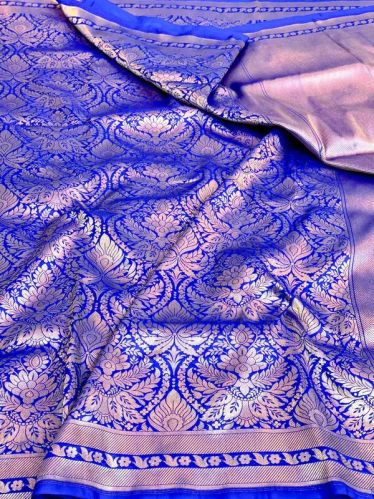 Janhvi Kapoor Inspired Pure Katan Silk Royal Blue Saree