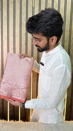 Kathan Tissue Silk Brocade Banarasi Saree, Saree Length : 5.5 Meter