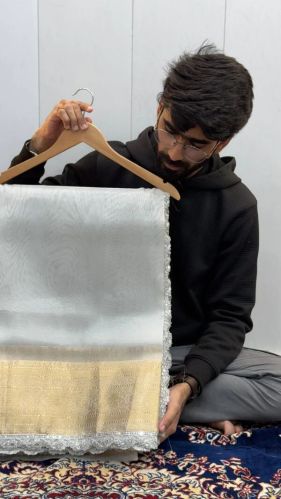 Manish Malhotra Inspired Glass Tissue Silk Lace Banarasi Saree