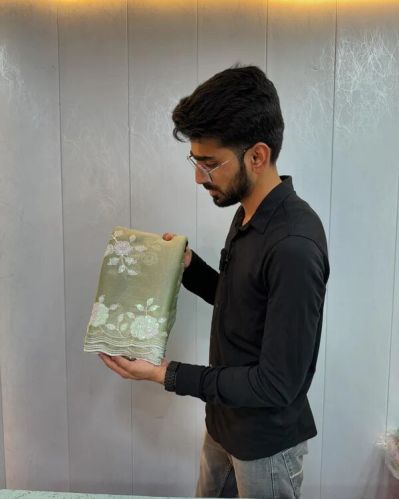 Shimmery Tissue Silk Saree, Saree Length : 5.5 Meter