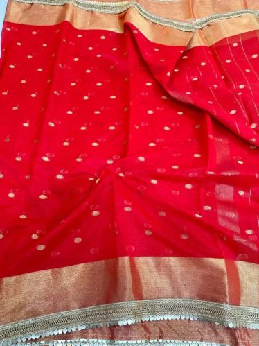 Softsilk Polka Dots Banarasi Saree, Saree Length : 5.5 Meter