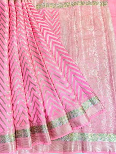 Zig Zag Pure Chiniya Silk Saree