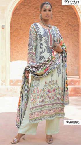 Mul Muslin Printed Ladies Unstitched Suit