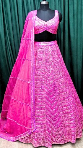 Rani Organza Ladies Lehenga, Color : Pink